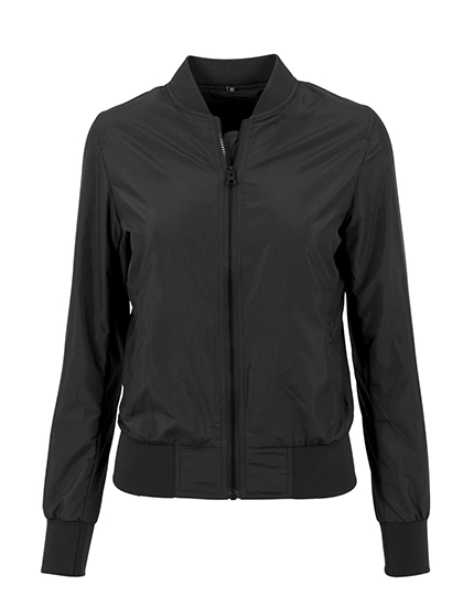 Ladies´ Nylon Bomber Jacket zum Besticken und Bedrucken in der Farbe Black mit Ihren Logo, Schriftzug oder Motiv.