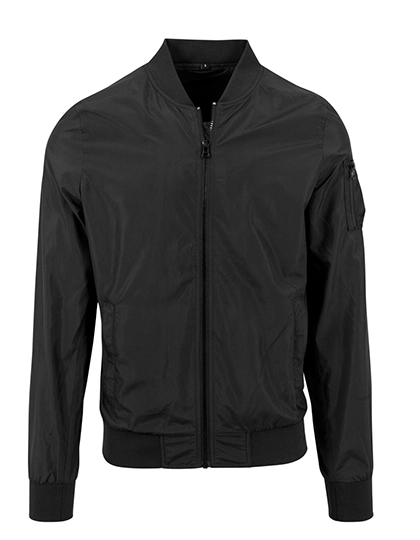 Nylon Bomber Jacket zum Besticken und Bedrucken in der Farbe Black mit Ihren Logo, Schriftzug oder Motiv.
