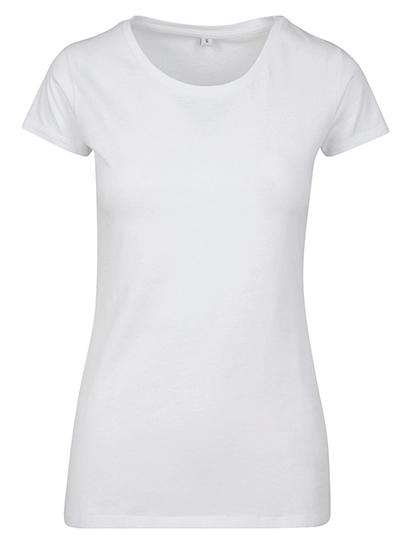Ladies´ Merch T-Shirt zum Besticken und Bedrucken in der Farbe White mit Ihren Logo, Schriftzug oder Motiv.