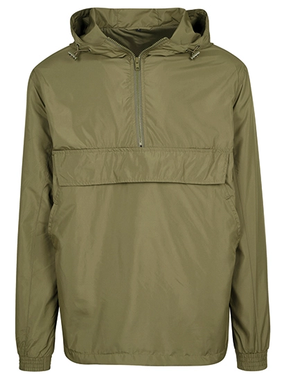 Basic Pull Over Jacket zum Besticken und Bedrucken in der Farbe Olive mit Ihren Logo, Schriftzug oder Motiv.