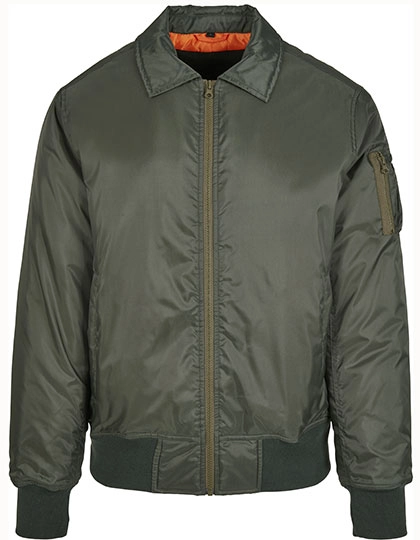 Collar Bomber Jacket zum Besticken und Bedrucken in der Farbe Dark Olive mit Ihren Logo, Schriftzug oder Motiv.
