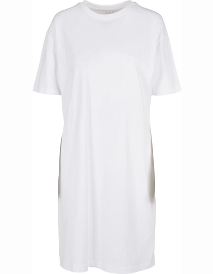 Ladies´ Organic Oversized Slit Tee Dress zum Besticken und Bedrucken in der Farbe White mit Ihren Logo, Schriftzug oder Motiv.