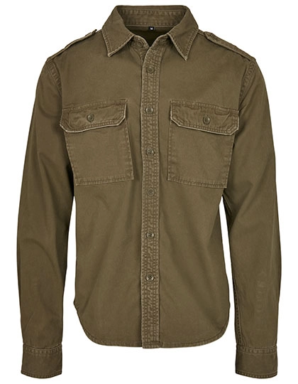 Vintage Shirt Long Sleeve zum Besticken und Bedrucken in der Farbe Olive mit Ihren Logo, Schriftzug oder Motiv.