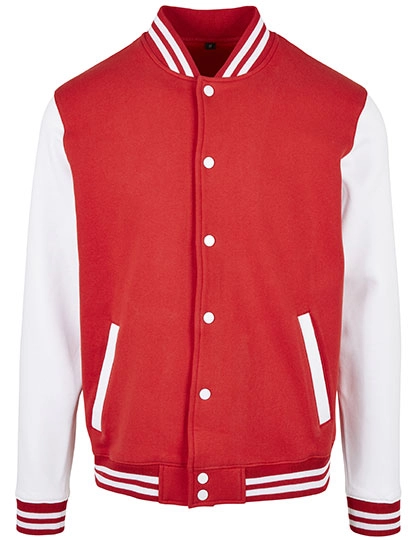 Basic College Jacket zum Besticken und Bedrucken in der Farbe Red-White mit Ihren Logo, Schriftzug oder Motiv.