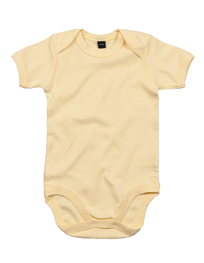 Baby Bodysuit zum Besticken und Bedrucken in der Farbe Soft Yellow mit Ihren Logo, Schriftzug oder Motiv.