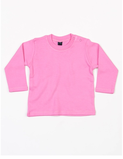 Baby Long Sleeve T zum Besticken und Bedrucken in der Farbe Bubble Gum Pink mit Ihren Logo, Schriftzug oder Motiv.