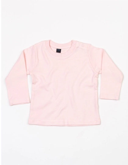 Baby Long Sleeve T zum Besticken und Bedrucken in der Farbe Powder Pink mit Ihren Logo, Schriftzug oder Motiv.