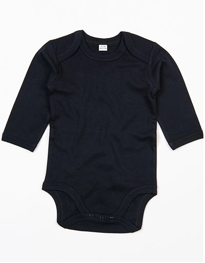Baby Long Sleeve Bodysuit zum Besticken und Bedrucken in der Farbe Black mit Ihren Logo, Schriftzug oder Motiv.