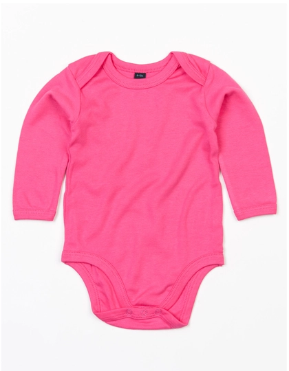 Baby Long Sleeve Bodysuit zum Besticken und Bedrucken in der Farbe Fuchsia mit Ihren Logo, Schriftzug oder Motiv.