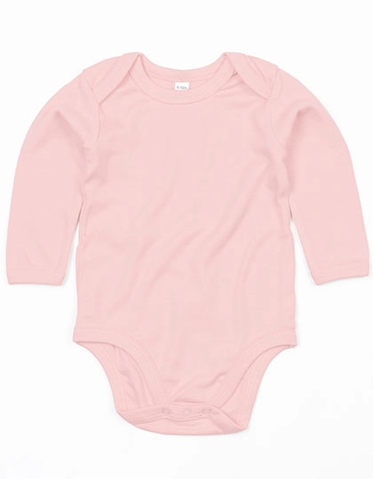 Baby Long Sleeve Bodysuit zum Besticken und Bedrucken in der Farbe Powder Pink mit Ihren Logo, Schriftzug oder Motiv.