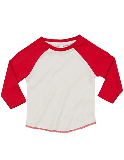 Baby Superstar Baseball T zum Besticken und Bedrucken in der Farbe Washed White-Warm Red mit Ihren Logo, Schriftzug oder Motiv.