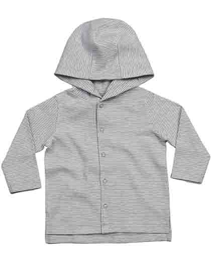 Baby Striped Hooded T zum Besticken und Bedrucken in der Farbe White-Heather Grey Melange mit Ihren Logo, Schriftzug oder Motiv.