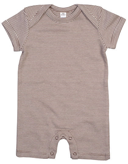 Baby Striped Playsuit zum Besticken und Bedrucken in der Farbe Organic Natural-Mocha mit Ihren Logo, Schriftzug oder Motiv.