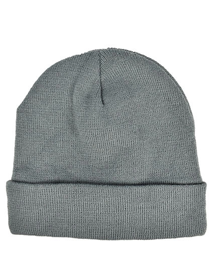Knitted Hat With Fleece zum Besticken und Bedrucken in der Farbe Grey mit Ihren Logo, Schriftzug oder Motiv.