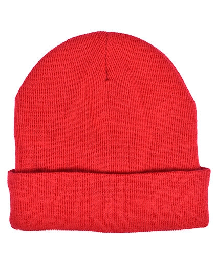 Knitted Hat With Fleece zum Besticken und Bedrucken in der Farbe Red mit Ihren Logo, Schriftzug oder Motiv.