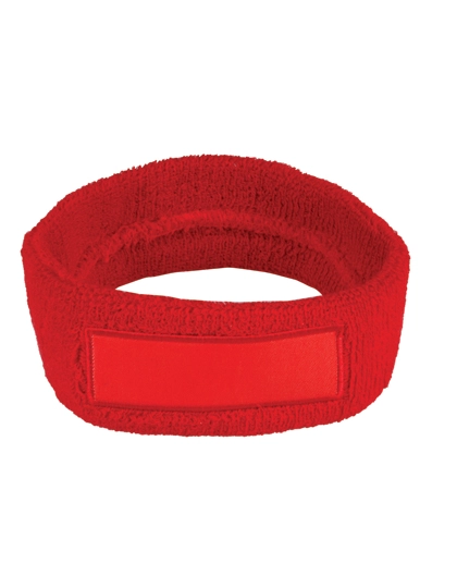 Kopfschweißband mit Label zum Besticken und Bedrucken in der Farbe Red mit Ihren Logo, Schriftzug oder Motiv.
