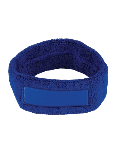 Kopfschweißband mit Label zum Besticken und Bedrucken in der Farbe Royal Blue mit Ihren Logo, Schriftzug oder Motiv.