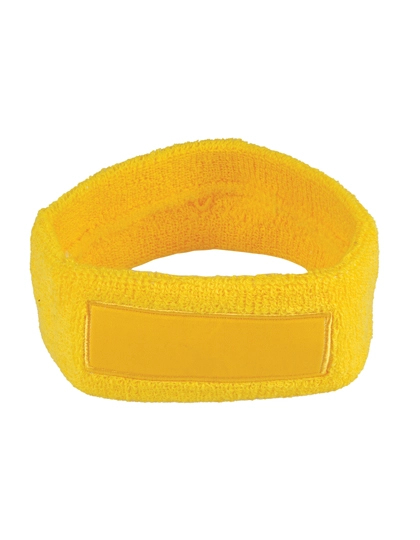 Kopfschweißband mit Label zum Besticken und Bedrucken in der Farbe Yellow mit Ihren Logo, Schriftzug oder Motiv.