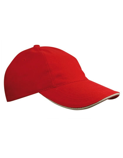 Kids´ Brushed Cap zum Besticken und Bedrucken in der Farbe Red-Natural mit Ihren Logo, Schriftzug oder Motiv.
