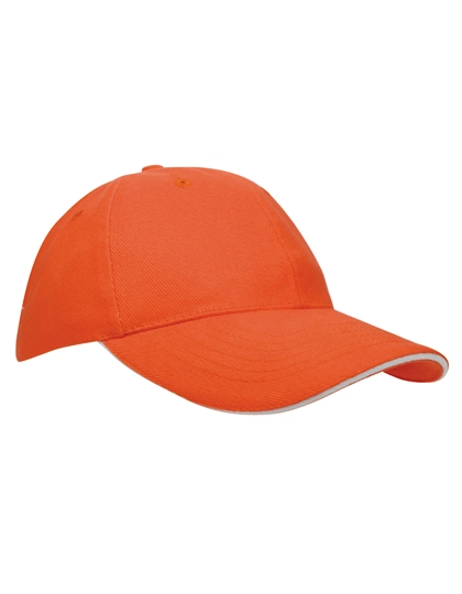 Heavy Brushed Cap zum Besticken und Bedrucken in der Farbe Orange-White mit Ihren Logo, Schriftzug oder Motiv.