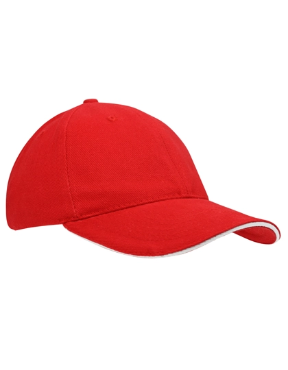 Heavy Brushed Cap zum Besticken und Bedrucken in der Farbe Red-White mit Ihren Logo, Schriftzug oder Motiv.