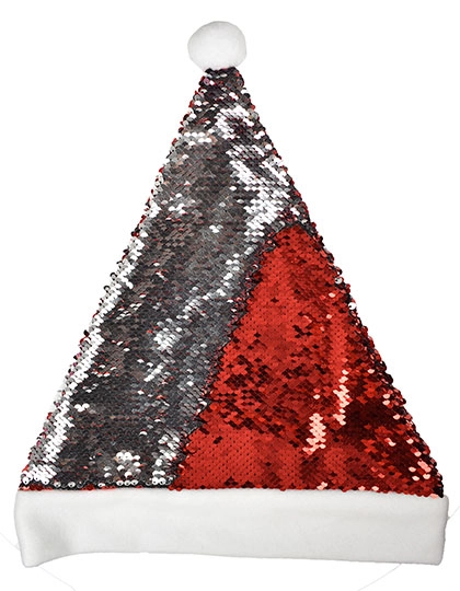 Christmas Hat / Nikolaus Mütze mit Pailletten zum Besticken und Bedrucken in der Farbe Red-White mit Ihren Logo, Schriftzug oder Motiv.