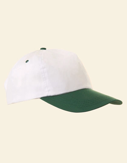 Baumwoll-Cap zum Besticken und Bedrucken in der Farbe White-Dark Green mit Ihren Logo, Schriftzug oder Motiv.
