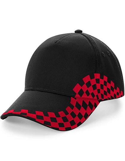 Grand Prix Cap zum Besticken und Bedrucken in der Farbe Black-Classic Red mit Ihren Logo, Schriftzug oder Motiv.