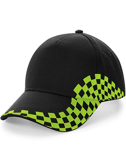 Grand Prix Cap zum Besticken und Bedrucken in der Farbe Black-Lime Green mit Ihren Logo, Schriftzug oder Motiv.
