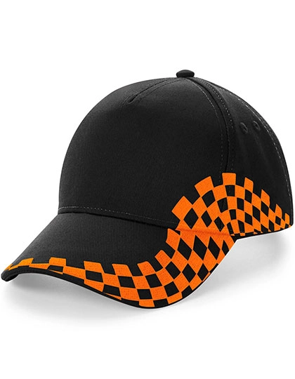 Grand Prix Cap zum Besticken und Bedrucken in der Farbe Black-Orange mit Ihren Logo, Schriftzug oder Motiv.