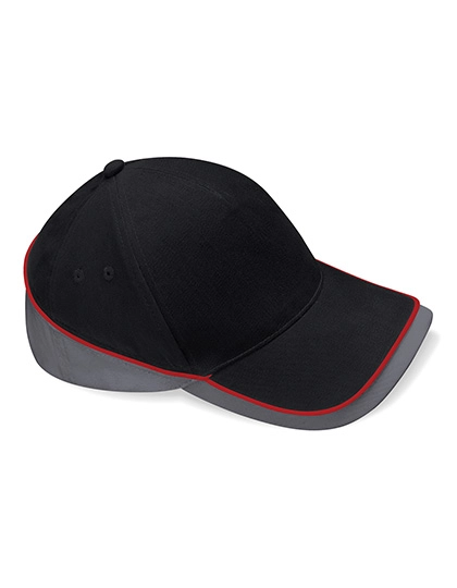 Teamwear Competition Cap zum Besticken und Bedrucken in der Farbe Black-Graphite Grey-Classic Red mit Ihren Logo, Schriftzug oder Motiv.