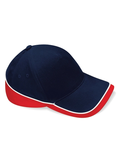 Teamwear Competition Cap zum Besticken und Bedrucken in der Farbe French Navy-Classic Red-White mit Ihren Logo, Schriftzug oder Motiv.