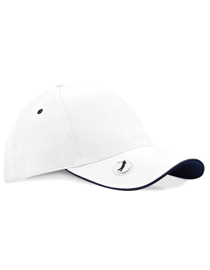 Pro-Style Ball Mark Golf Cap zum Besticken und Bedrucken in der Farbe White-French Navy mit Ihren Logo, Schriftzug oder Motiv.