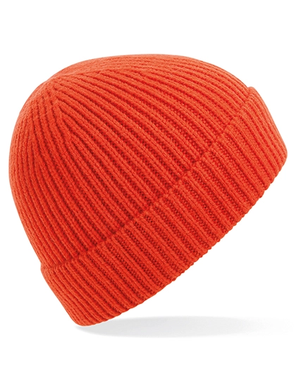 Engineered Knit Ribbed Beanie zum Besticken und Bedrucken in der Farbe Fire Red mit Ihren Logo, Schriftzug oder Motiv.