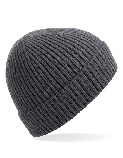 Engineered Knit Ribbed Beanie zum Besticken und Bedrucken in der Farbe Graphite Grey mit Ihren Logo, Schriftzug oder Motiv.