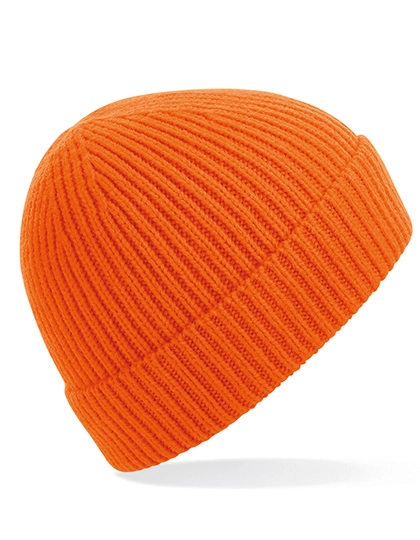 Engineered Knit Ribbed Beanie zum Besticken und Bedrucken in der Farbe Orange mit Ihren Logo, Schriftzug oder Motiv.