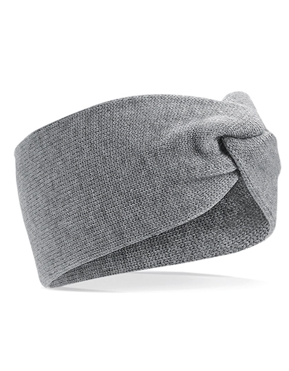 Twist Knit Headband zum Besticken und Bedrucken in der Farbe Grey Marl mit Ihren Logo, Schriftzug oder Motiv.