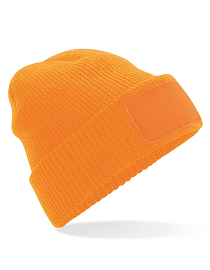 Thinsulate™ Patch Beanie zum Besticken und Bedrucken in der Farbe Fluorescent Orange mit Ihren Logo, Schriftzug oder Motiv.