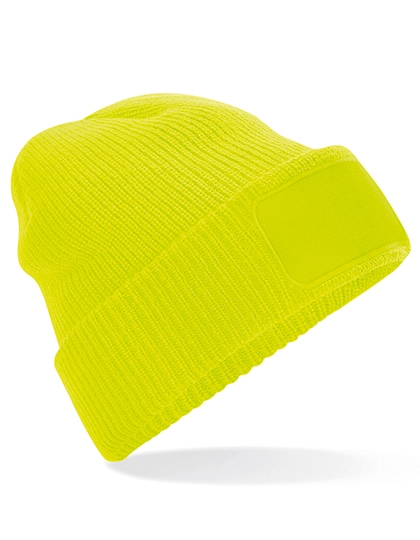 Thinsulate™ Patch Beanie zum Besticken und Bedrucken in der Farbe Fluorescent Yellow mit Ihren Logo, Schriftzug oder Motiv.