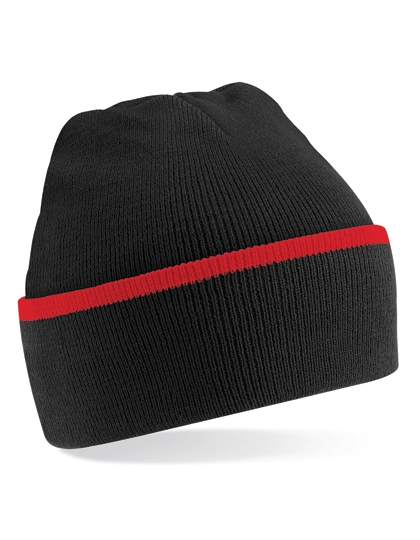 Teamwear Beanie zum Besticken und Bedrucken in der Farbe Black-Classic Red mit Ihren Logo, Schriftzug oder Motiv.