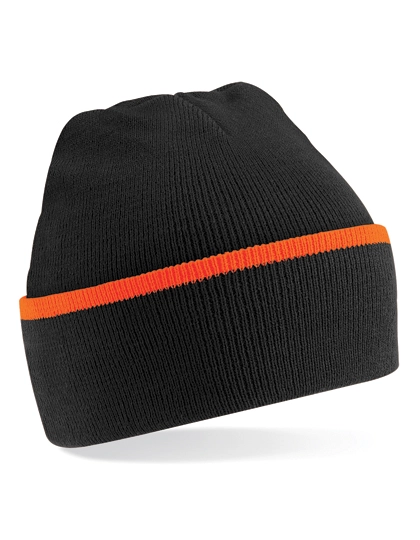Teamwear Beanie zum Besticken und Bedrucken in der Farbe Black-Orange mit Ihren Logo, Schriftzug oder Motiv.