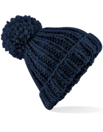 Oversized Hand-Knitted Beanie zum Besticken und Bedrucken in der Farbe French Navy mit Ihren Logo, Schriftzug oder Motiv.