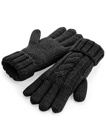 Cable Knit Melange Gloves zum Besticken und Bedrucken in der Farbe Black mit Ihren Logo, Schriftzug oder Motiv.