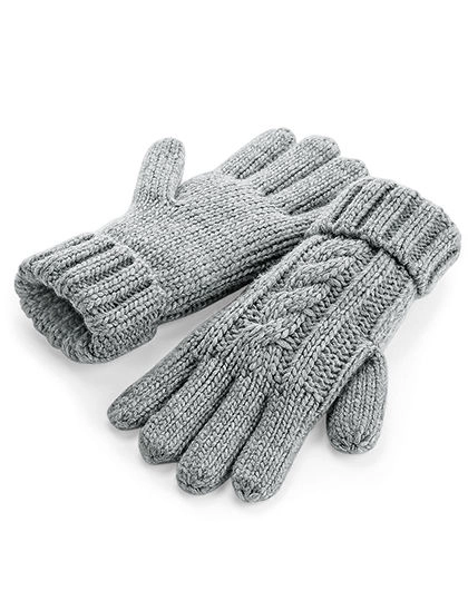 Cable Knit Melange Gloves zum Besticken und Bedrucken in der Farbe Light Grey mit Ihren Logo, Schriftzug oder Motiv.