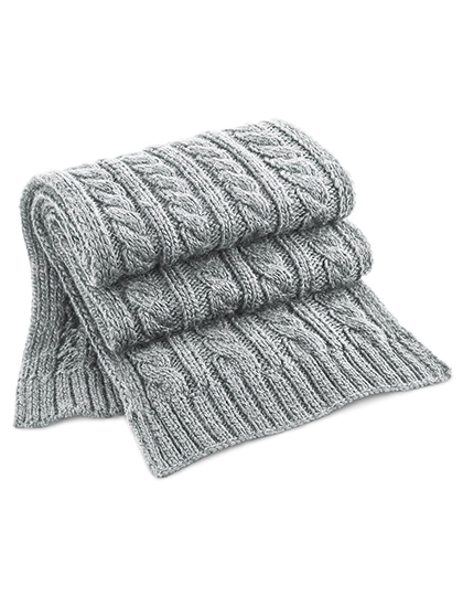 Cable Knit Melange Scarf zum Besticken und Bedrucken in der Farbe Light Grey mit Ihren Logo, Schriftzug oder Motiv.