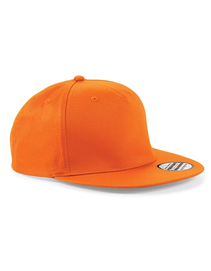 5 Panel Snapback Rapper Cap zum Besticken und Bedrucken in der Farbe Orange mit Ihren Logo, Schriftzug oder Motiv.