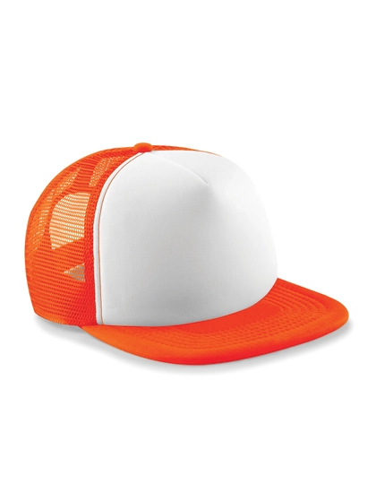 Vintage Snapback Trucker Cap zum Besticken und Bedrucken in der Farbe Orange-White mit Ihren Logo, Schriftzug oder Motiv.