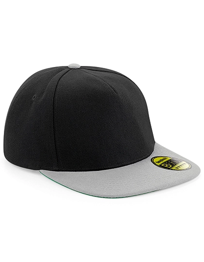 Original Flat Peak Snapback Cap zum Besticken und Bedrucken in der Farbe Black-Grey mit Ihren Logo, Schriftzug oder Motiv.