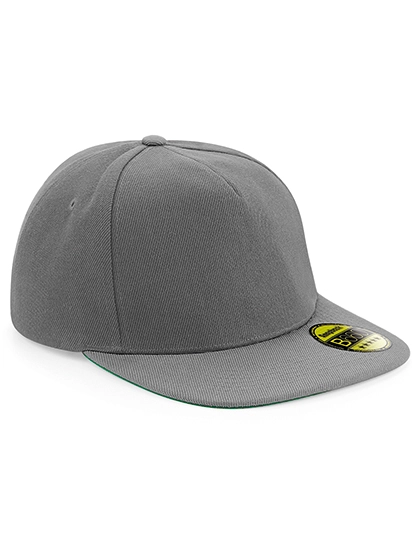 Original Flat Peak Snapback Cap zum Besticken und Bedrucken in der Farbe Grey-Grey mit Ihren Logo, Schriftzug oder Motiv.