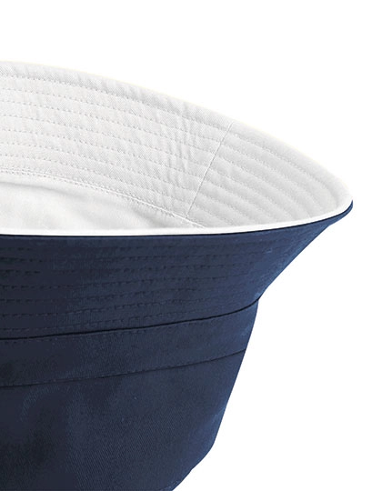 Reversible Bucket Hat zum Besticken und Bedrucken in der Farbe French Navy-White mit Ihren Logo, Schriftzug oder Motiv.